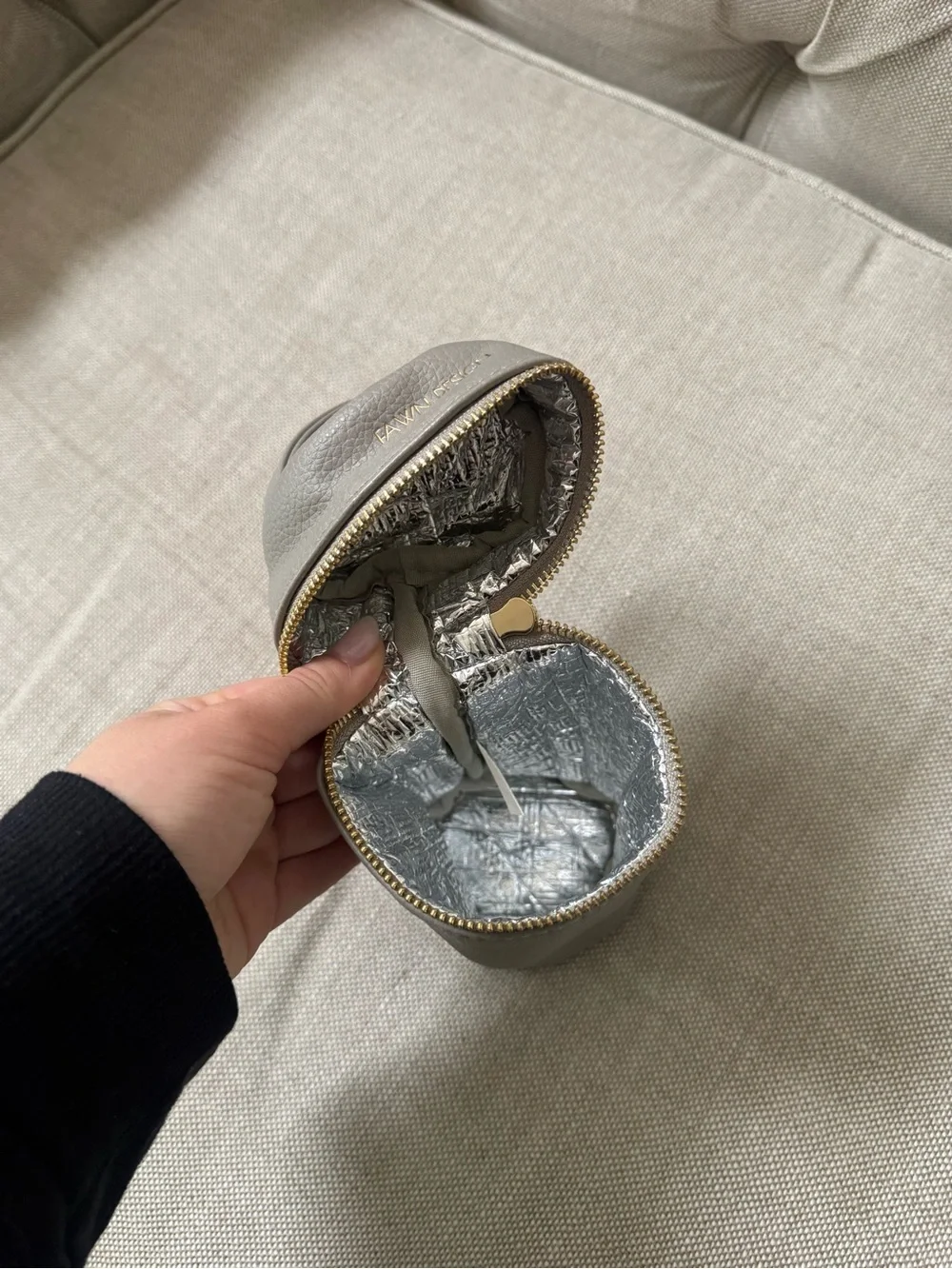 FAWN DESIGN Gray Leather bottle Pouch